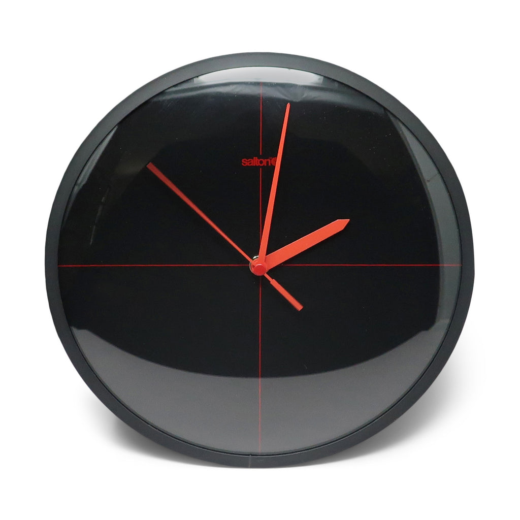 1990s Minimalist Black Wall Clock by Salton