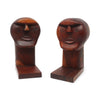 Vintage Folk Art Hand-Carved Walnut Bookends