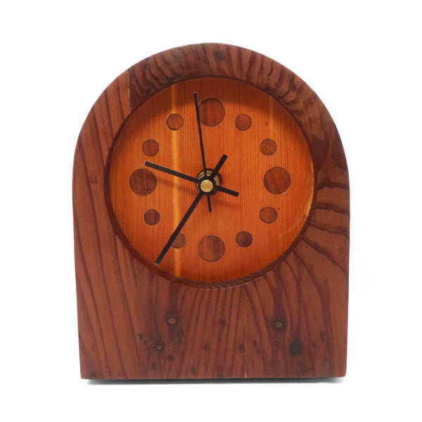 1970s Handcrafted Laminated Wood Desk Clock