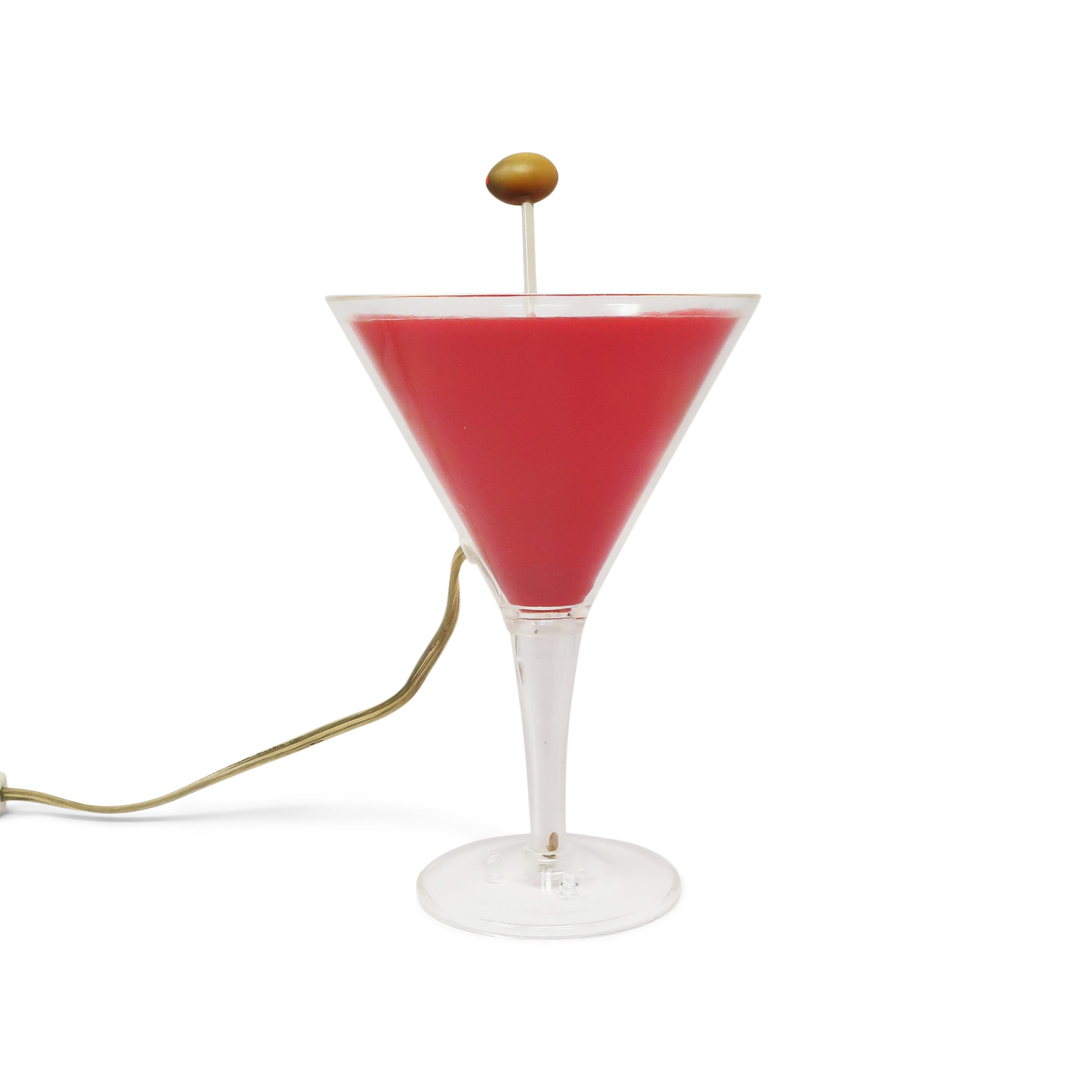 Vintage Red Lucite Martini Lamp