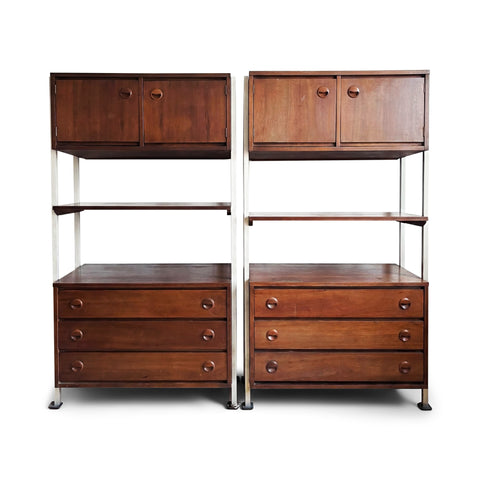 Pair of Mid Century Modern Walnut Wall Units by Stanley