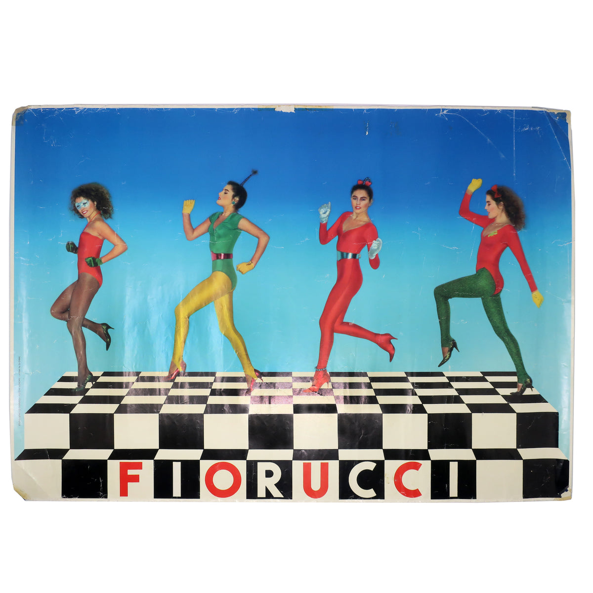 Vintage Fiorucci Dancing Ladies on Checkerboard Poster | Tenon Design