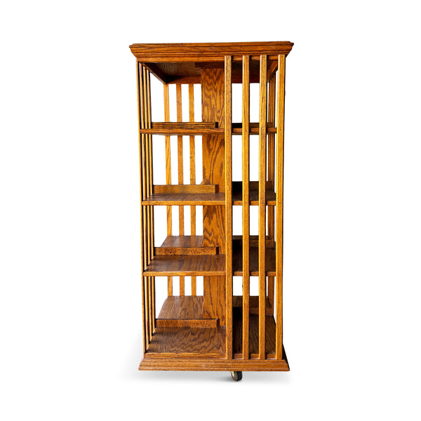 Arts & Crafts Oak Revolving Bookcase