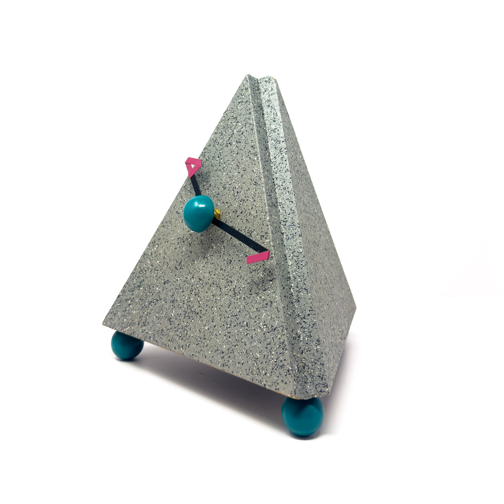 1980s Postmodern Triangular Mantel Clock with Splatter Finish