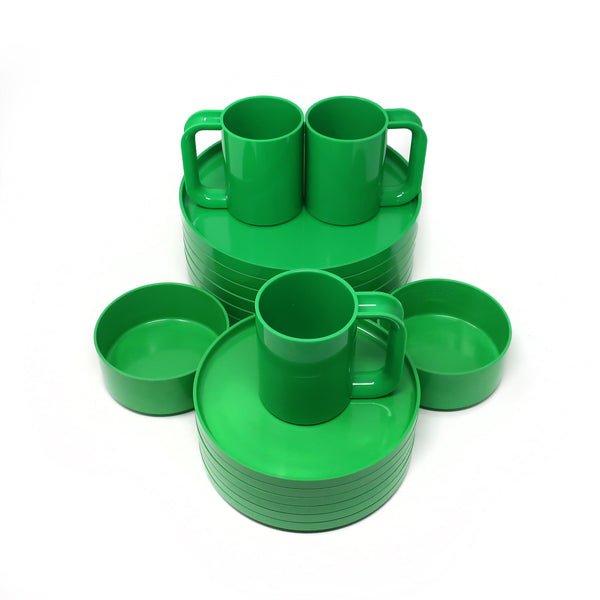 Green Dinnerware by Vignelli for Heller - Set of 17