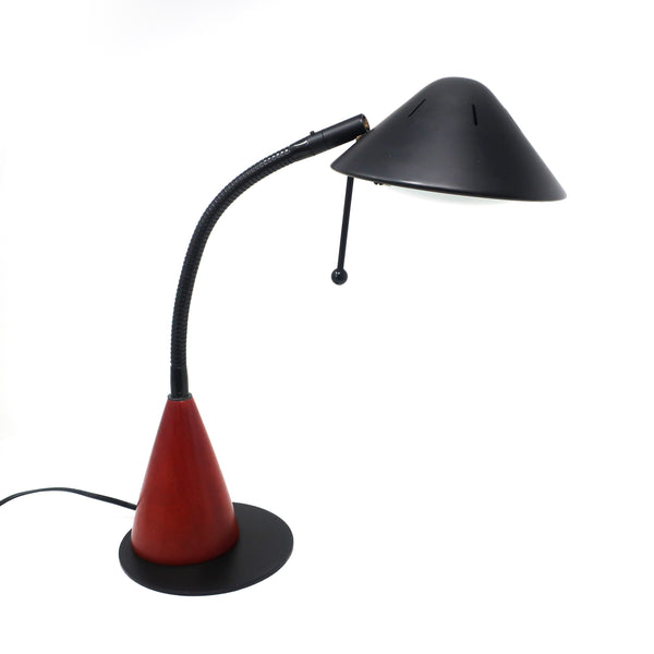 1990s Postmodern Wood and Metal Desk Lamp