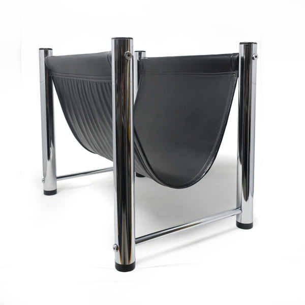 Mid-Century Modern Chrome and Vinyl Magazine Rack