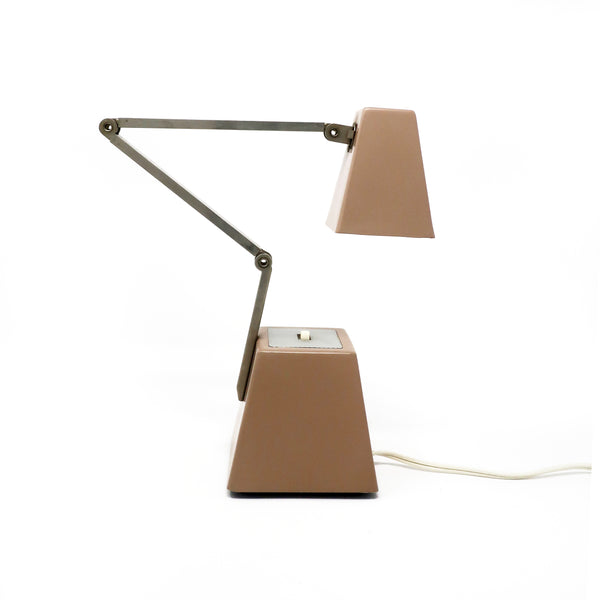 Vintage Tan Metal Folding Task Lamp