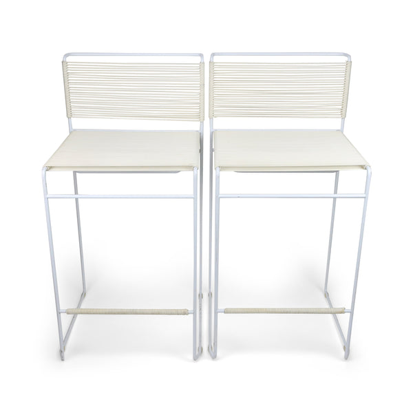 Pair of White Spaghetti Bar Stools