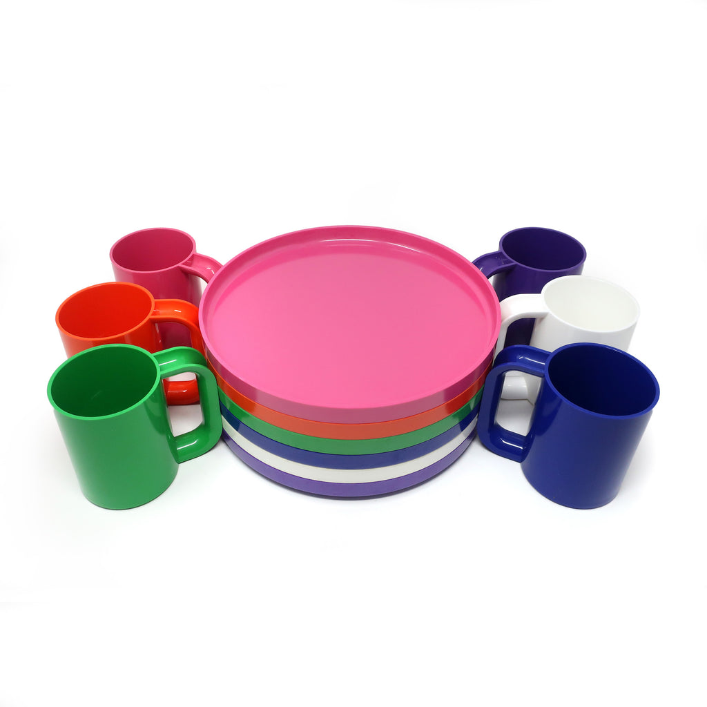 Rainbow Massimo Vignelli for Heller Dinnerware - Set of Six Dinner Plates + 6 Mugs