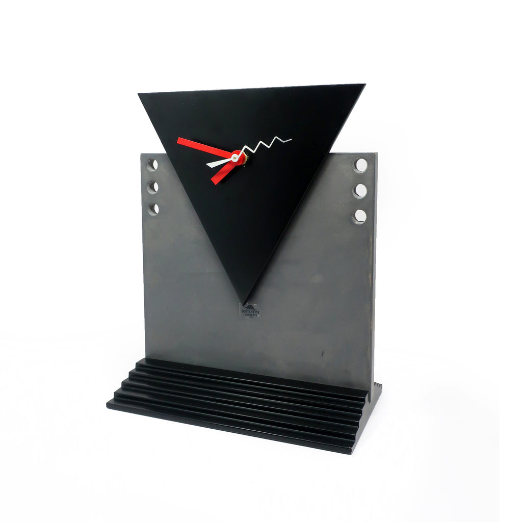 1980s Black and Gray Table Clock by Costantini l’Oggetto