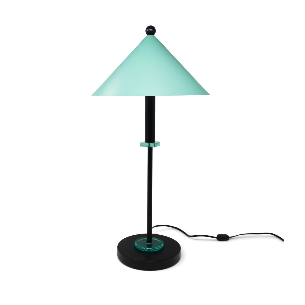 1980s Postmodern Teal and Black Table Lamp