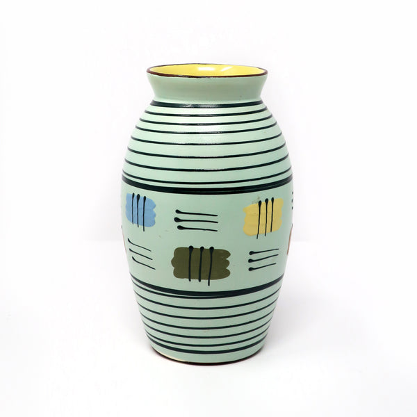 1960s Geometric Striped MCM Ceramic Vase by Babbacombe Pottery