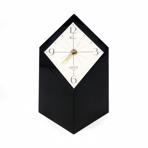 1970s Japanese Black Lucite Clock by Grace