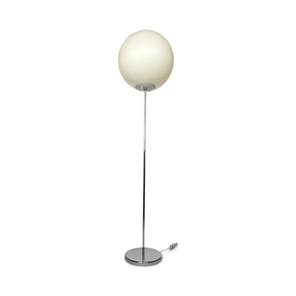 Vintage Chrome and White Globe Lollipop Floor Lamp