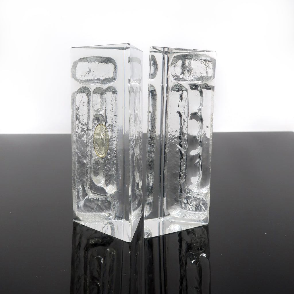Mid-Century Modern Cast Glass Bookends by Colony