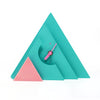 1980s Aqua Blue & Pink Stacked Triangle Desk or Mantel Clock