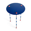 1980s French Postmodern Blue, White and Red Table by Olivier Villatte