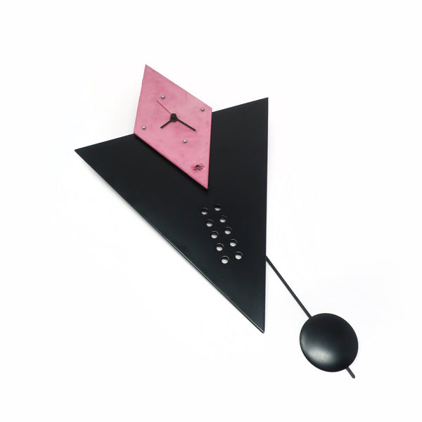 1980s Pink and Black Pendulum Wall Clock by Costantini l’Oggetto