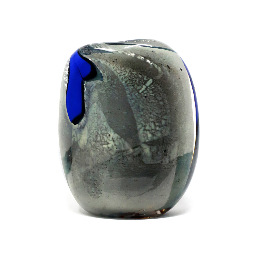 Gray and Blue Modern Studio Art Glass Vase