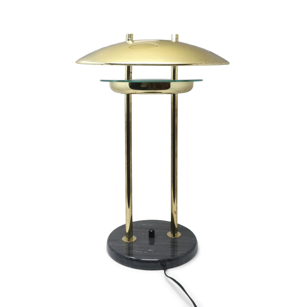 1980s Flying Saucer Table Lamp with Marble Base