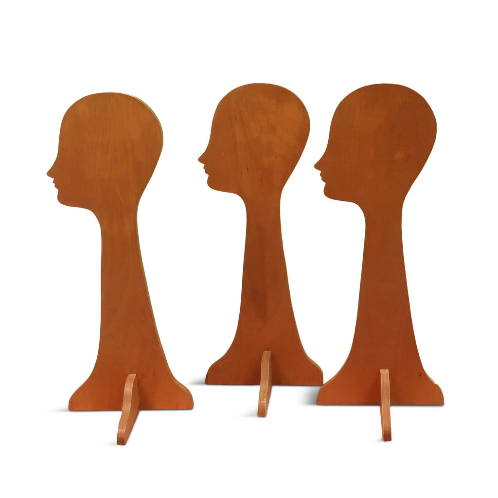 Vintage Handmade Wood Hat Stands - Set of 3