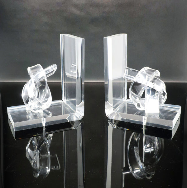 Hollywood Regency Knotted Lucite Bookends