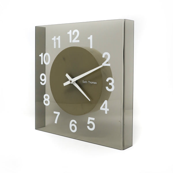 1970s Smoked Lucite Visionette Clock by Seth Thomas