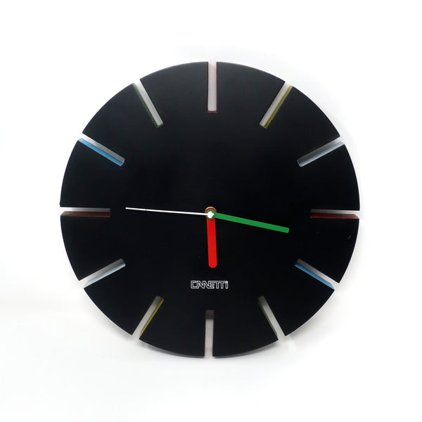 1980s Postmodern Black Canetti Wall Clock