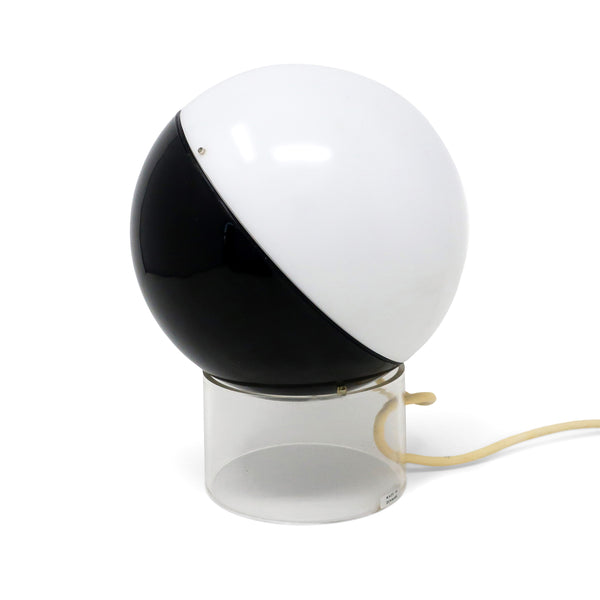 Danish Modern Black and White Lucite Globe Table Lamp