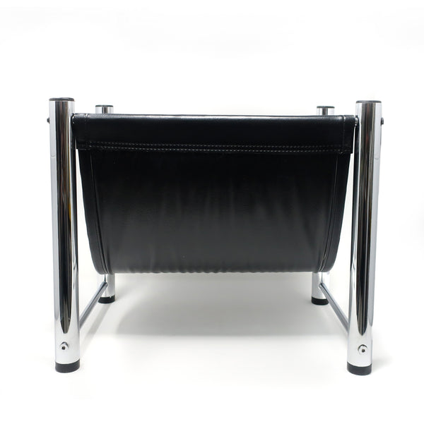 Mid-Century Modern Chrome and Vinyl Magazine Rack