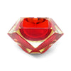Vintage Red and Yellow Faceted Sommerso Ashtray