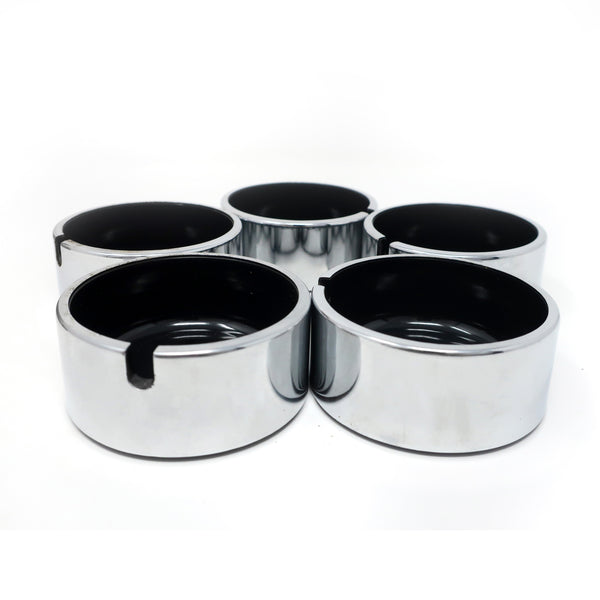 Set of 5 Isamu Kenmochi Black and Chrome Ashtrays