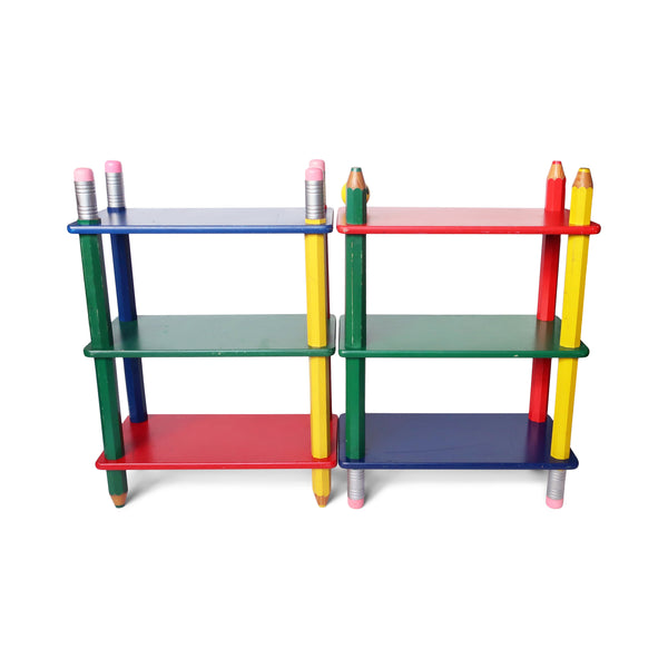 Pair of 1980s Multicolor Pencil Shelves by Pierre Sala