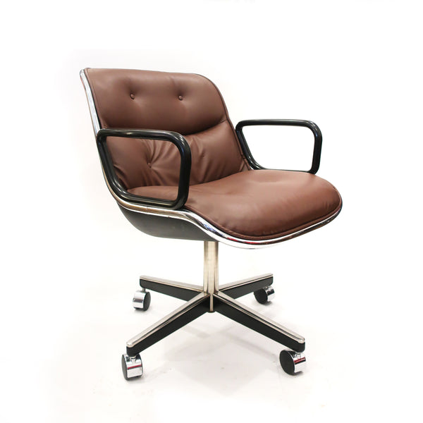 Brown Leather Pollock Executive Armchair by Charles Pollock for Knoll