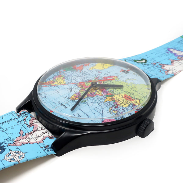 Vintage 1980s World Map Watch Wall Clock