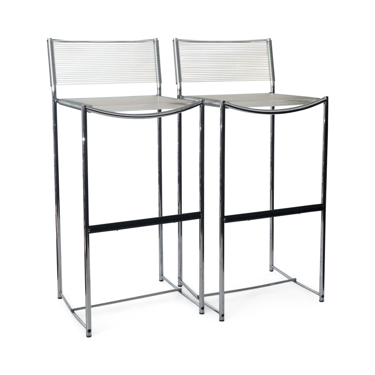 Pair of Chrome “Spaghetti” Bar Stools by Giandomenico Pair of Chrome “Spaghetti” Bar Stools by Giandomenico