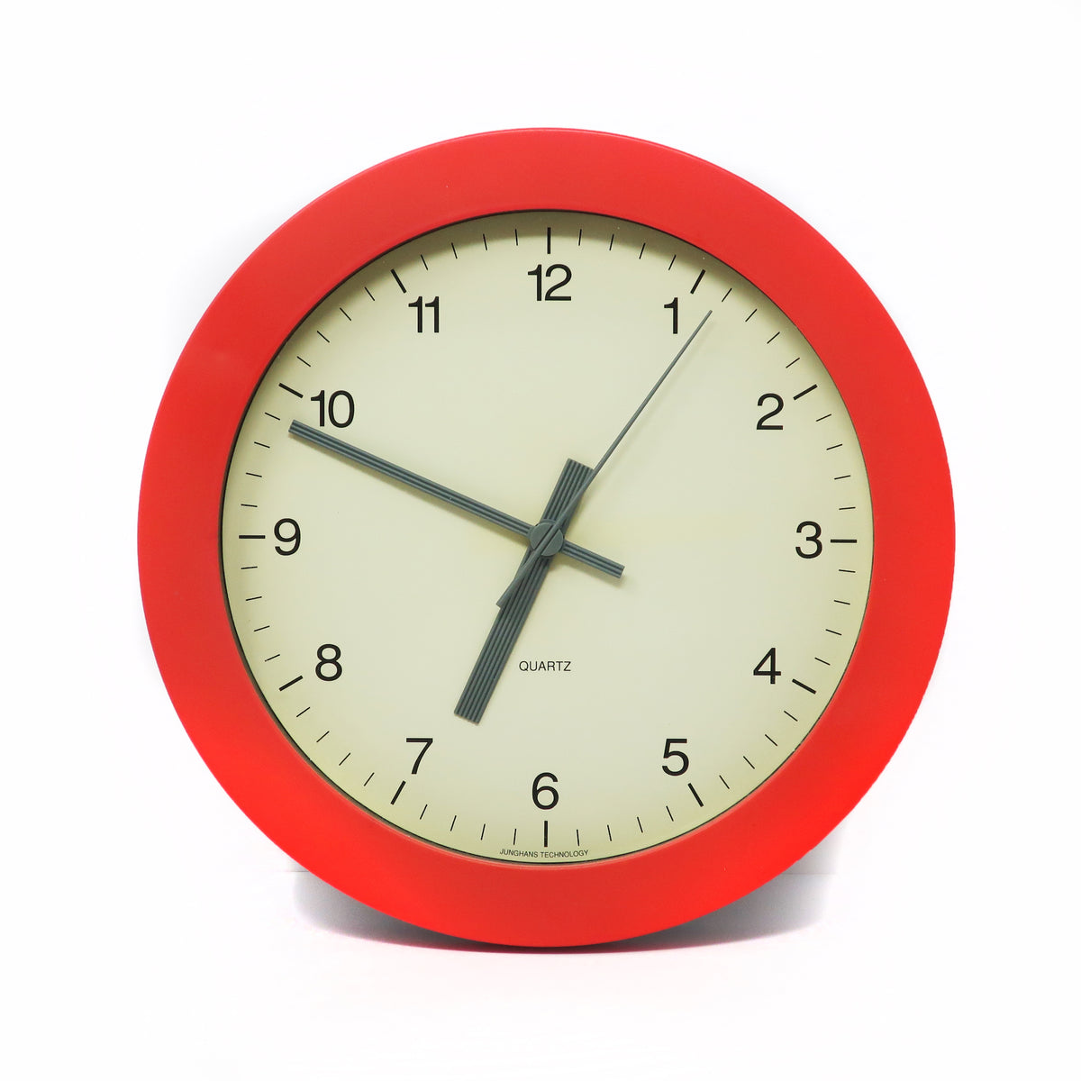 1980s Red, White and Gray Wall Clock by Junghans | Tenon Design