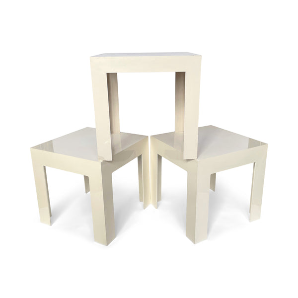 Set of Three Vintage White Plastic Side Tables