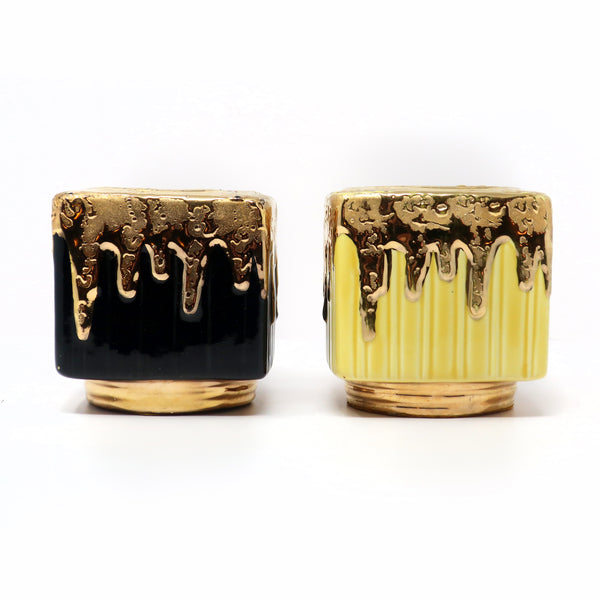 Pair of Mid-Century Modern Gold Metallic Glazed Ceramic Planters