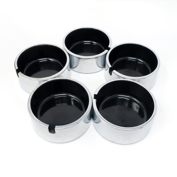 Set of 5 Isamu Kenmochi Black and Chrome Ashtrays