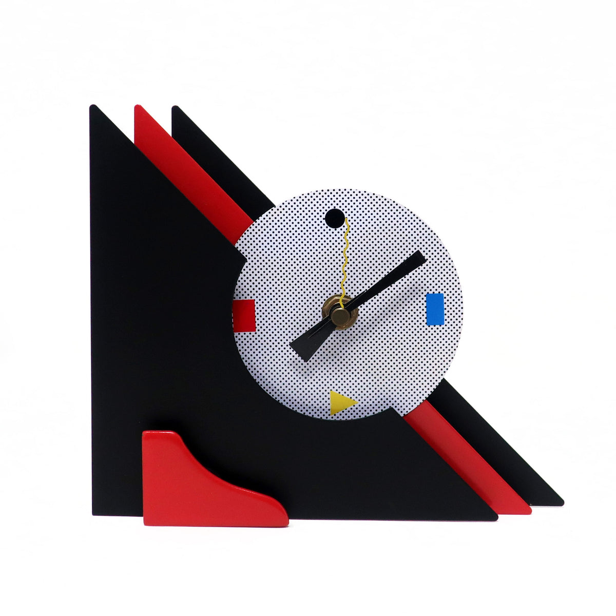 1980s Red & Black Stacked Desk or Mantel Clock | Tenon Design