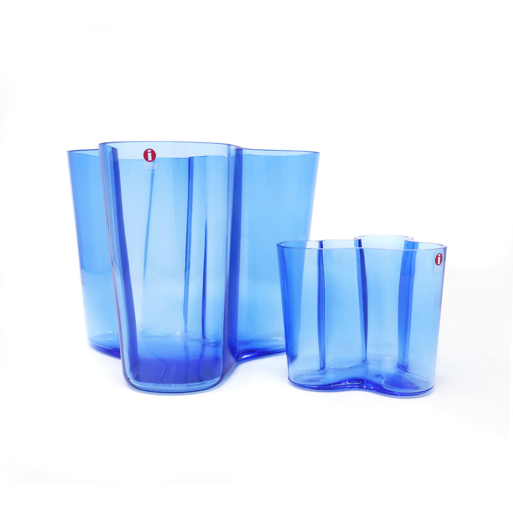 Set of Blue Glass Vases by Alvar Aalto for Iittala