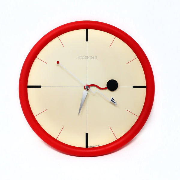 1980s Postmodern Red Canetti Wall Clock