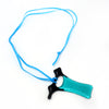 Black and Aqua Blue Art Glass Pendant by Laurie Rosenwald