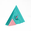 1980s Aqua Blue & Pink Stacked Triangle Desk or Mantel Clock