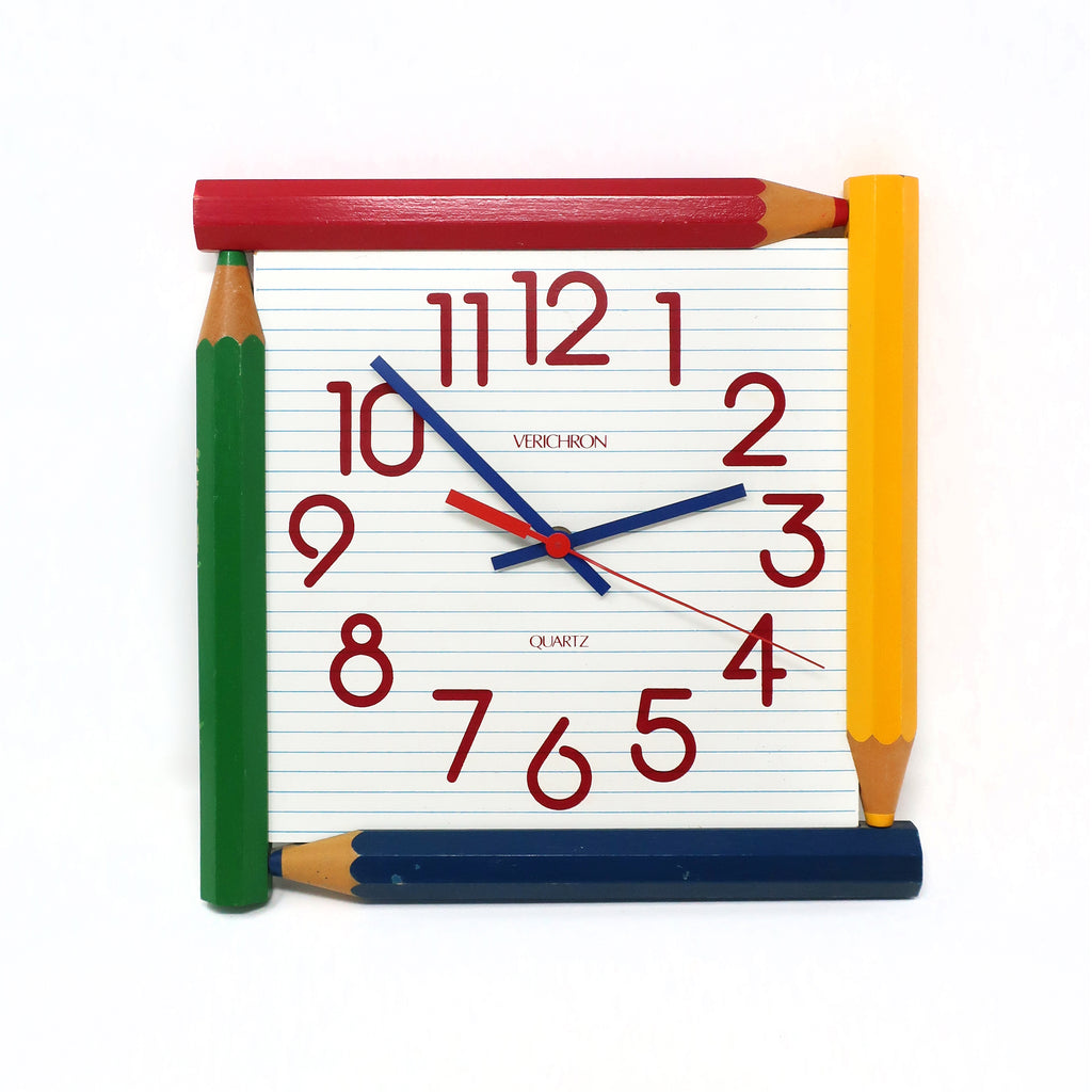 1980s Pencil & Notebook Wall Clock by Verichron