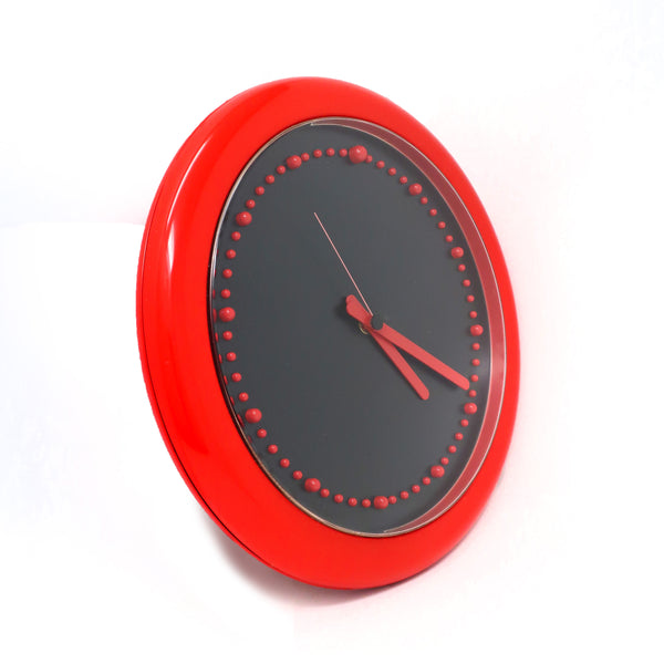 1980s Postmodern Red and Black Rexite Zero 980 Wall Clock