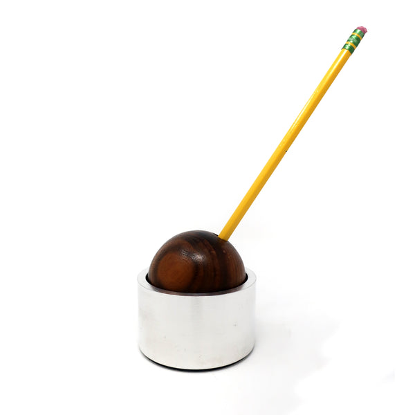 Mid-Century Aluminum and Wood Pen Holder by Kreisler