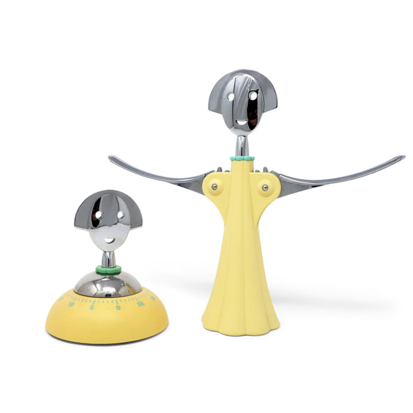 Yellow Anna G Corkscrew and Timer by Alessandro Mendini for Alessi